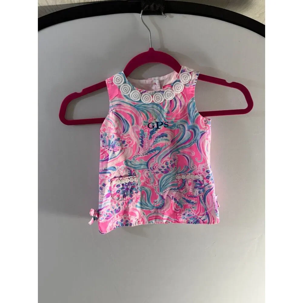 Lilly Pulitzer Baby Girls 18-24M Pink Tropical Tunic Top Monogrammed